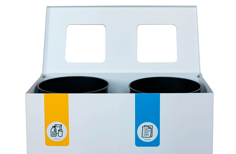 VISLUM papelera reciclaje BIN 2 residuos con cubos interiores